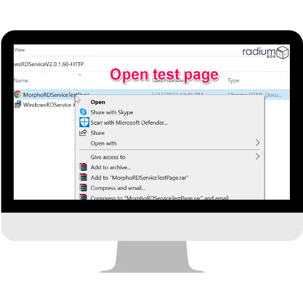Step 4: After the successfull restart open the RD Service Test Page.