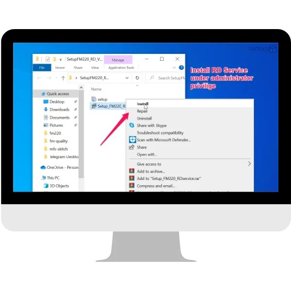 Step 1: First, download the RD Service package and extract the downloaded zip file to a folder on your computer.